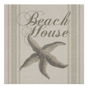 Starfish Beach House Seashore Coastal Poster