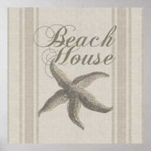 Starfish Beach House Seashore Coastal Poster
