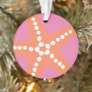 Starfish Beach Ocean Preppy Pink Orange Fun Ornament