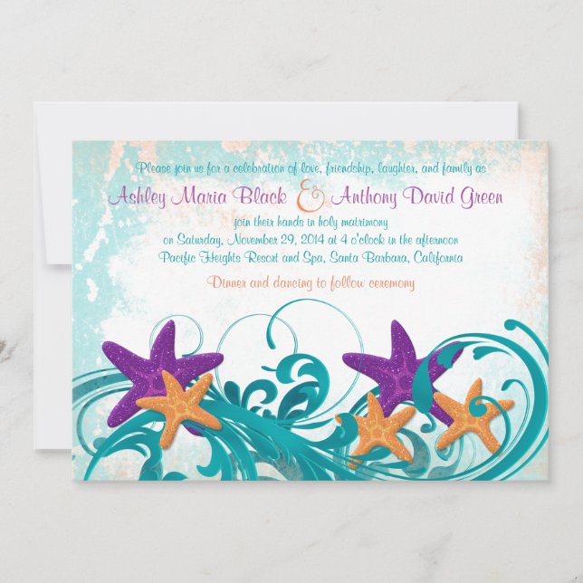 Starfish Beach or Destination Wedding Invitation 2 (Front)
