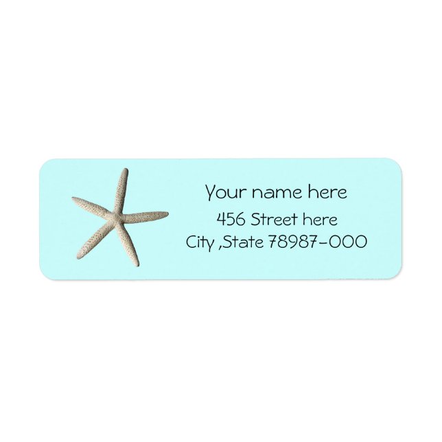 Starfish beach return address label. (Front)