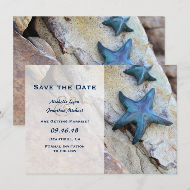 Starfish Beach Rocks Save the Date Wedding Invite (Front/Back)