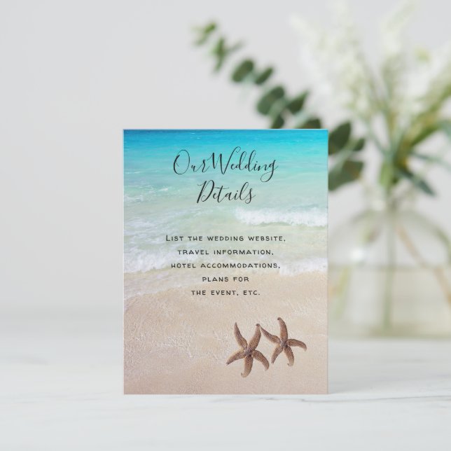 Starfish Beach Scene Wedding Details Invitation (Standing Front)