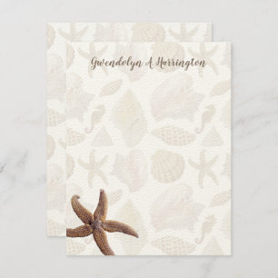 Starfish Beach Shells Blank Personalised Notes Invitation