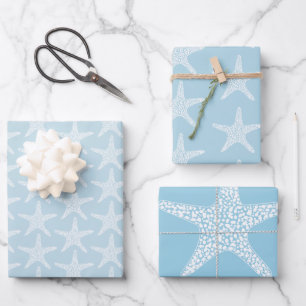  Starfish Beach Summer Nautical Pattern      Wrapping Paper Sheet