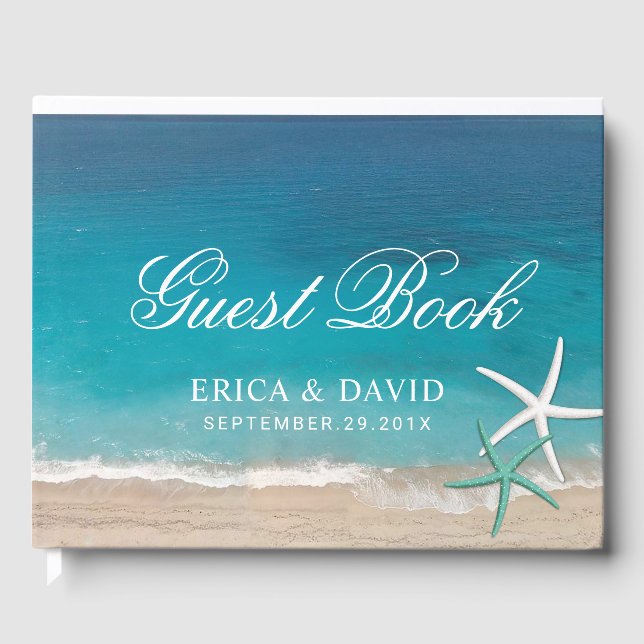 Starfish Beach Summer Wedding Guest Book (Front)