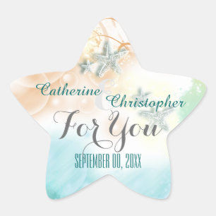 Starfish beach theme wedding favour "For you" Star Sticker