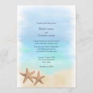 Starfish Beach Theme Wedding Invitations