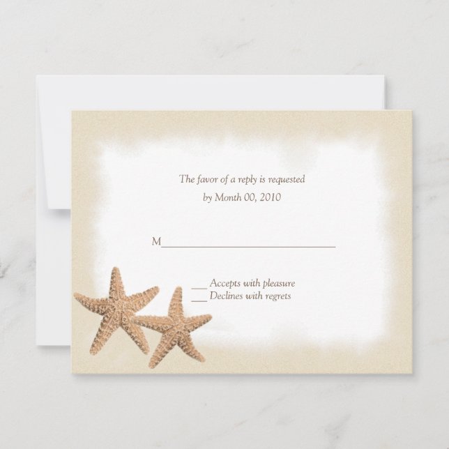 Starfish Beach Theme Wedding RSVP Cards (Front)