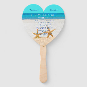 Starfish Beach Wedding ceremony program Hand Fan