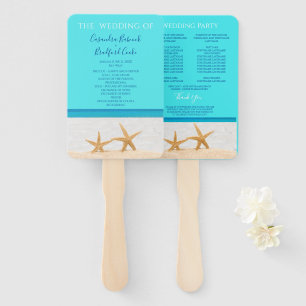 Starfish Beach Wedding ceremony program Hand Fan