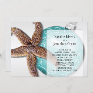 Starfish Beach Wedding Christmas Time Invitation