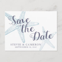Starfish Beach Wedding Dusty Blue Save the Date