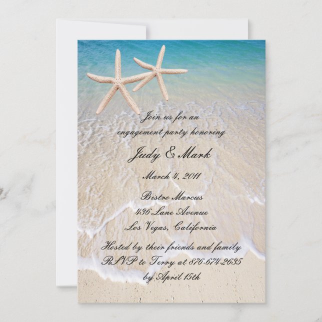 Starfish Beach Wedding Engagement Party Invitation (Front)