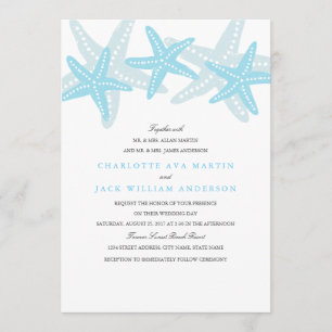 Starfish Beach Wedding Invitation Blue
