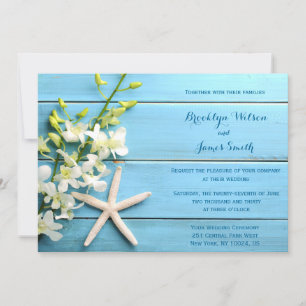 Starfish Beach Wedding Invitations With Orchid