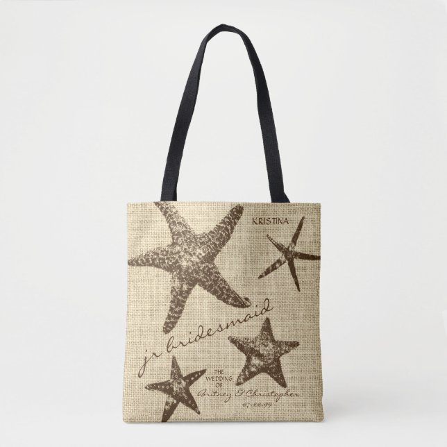 Starfish Beach Wedding Party (Junior Bridesmaid) Tote Bag (Front)