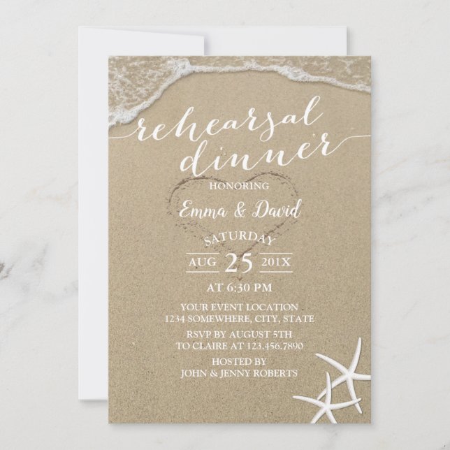 Starfish Beach Wedding Rehearsal Dinner Invitation (Front)