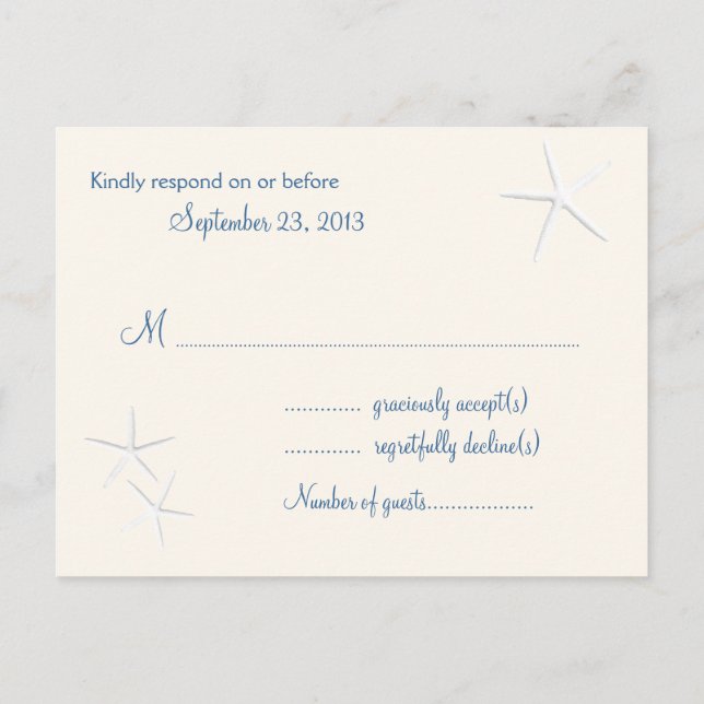 Starfish Beach Wedding Return Address Postcard (Back)