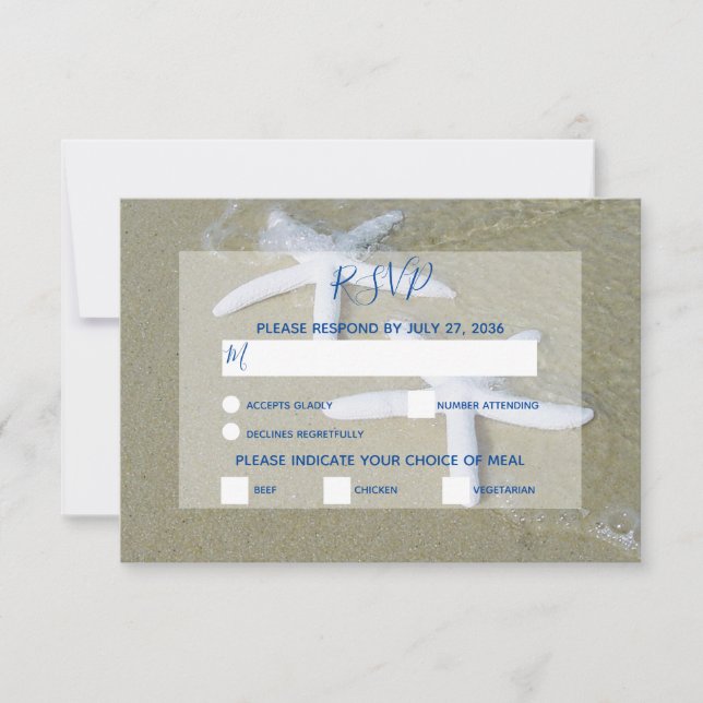 Starfish Beach Wedding RSVP Cards (Front)