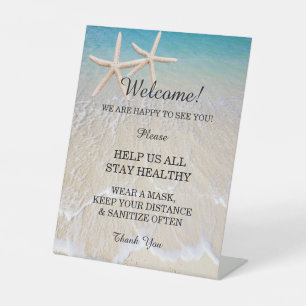 Starfish Beach Wedding Safety Pedestal Sign