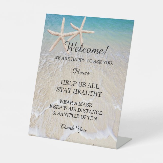 Starfish Beach Wedding Safety  Pedestal Sign (Front)