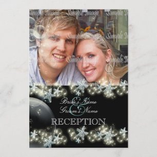 Starfish black white blue wedding invitation