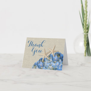 Starfish Blue Hydrangeas Thank You Card