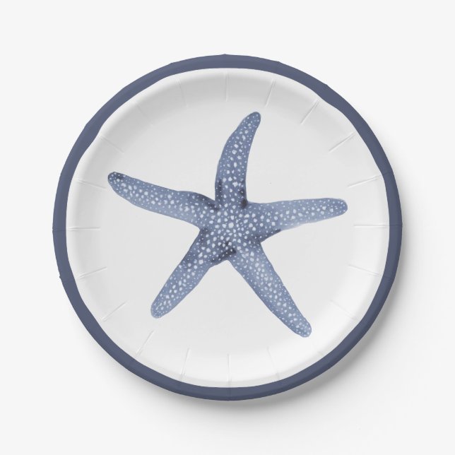 Starfish Blue Nautical Party Plates (Front)