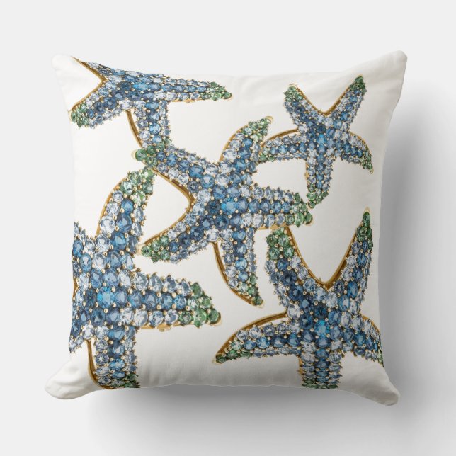 Starfish Blue Rhinestone Stars Costume Jewellery Cushion (Front)