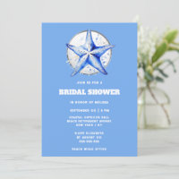 Starfish blue silver white beach bridal shower