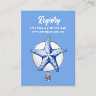 Starfish blue white silver nautical chic registry enclosure card
