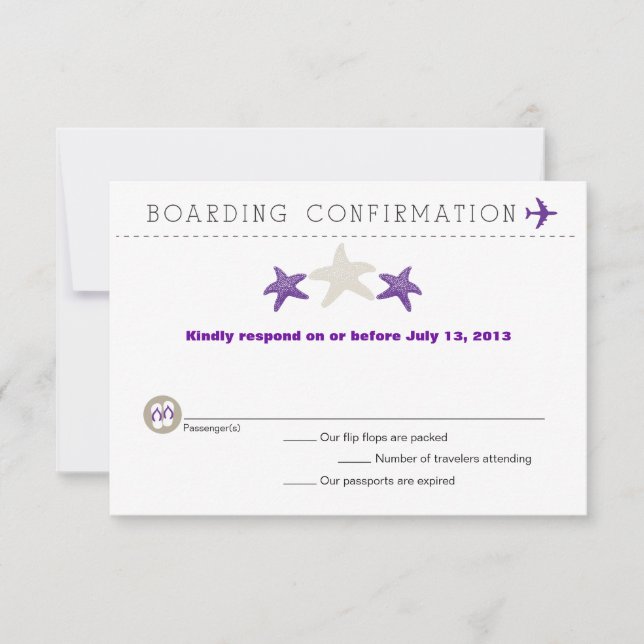 Starfish Boarding Pass RSVP Card (Front)
