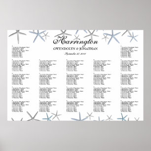 Starfish Borders Beach Wedding Seating Chart