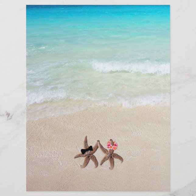 Starfish Bride Groom Beach Scene Blank Paper (Front)