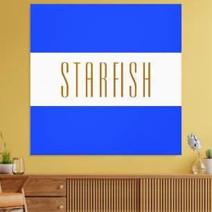 STARFISH Bright Royal Blue White Seaside Stripes  Canvas Print