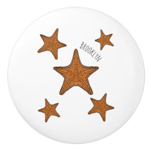 Starfish cartoon illustration ceramic knob