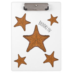Starfish cartoon illustration clipboard