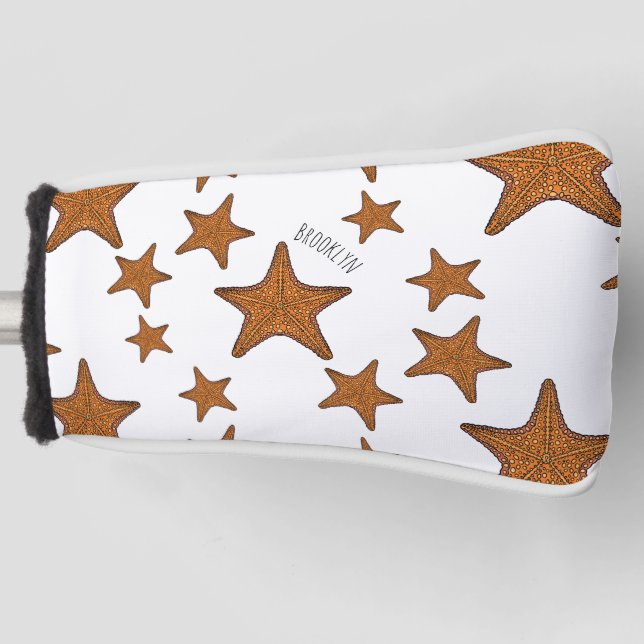 Starfish cartoon illustration golf head cover (Front)