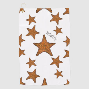 Starfish cartoon illustration golf towel