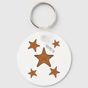 Starfish cartoon illustration key ring