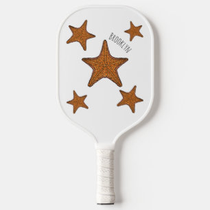 Starfish cartoon illustration pickleball paddle