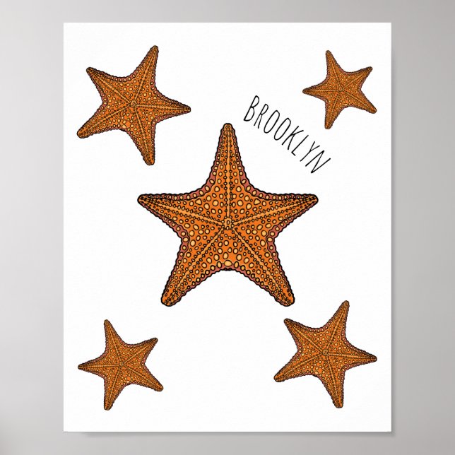 Starfish cartoon illustration poster (Front)