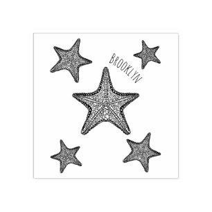 Starfish cartoon illustration rubber stamp