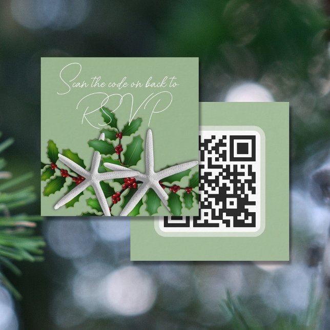 Starfish Christmas QR code RSVP Enclosure Card (Creator Uploaded)