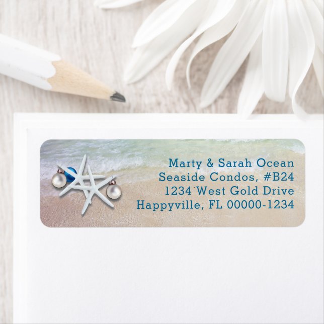 Starfish Christmas Return Address Beach Life Label (Insitu)