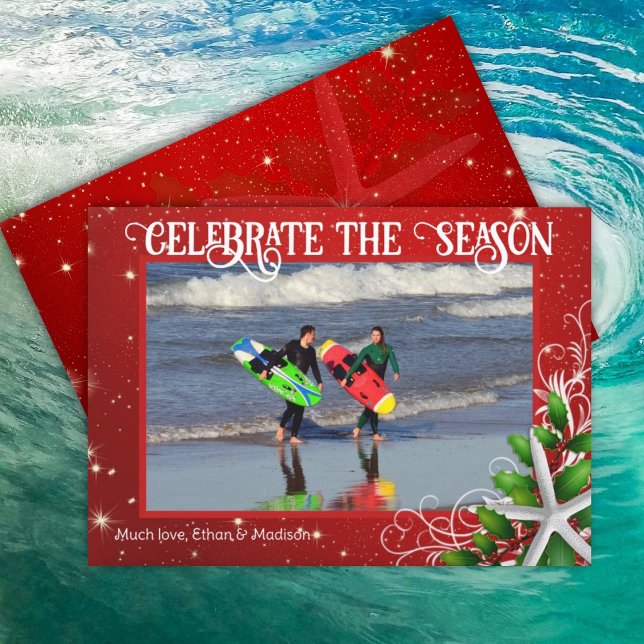 Starfish Christmas Twinkling Stars Photo Card (Creator Uploaded)