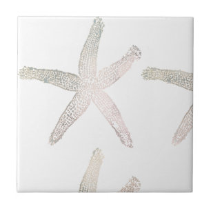 Starfish Coastal Beach Grey Gray White Trendy Cool Tile