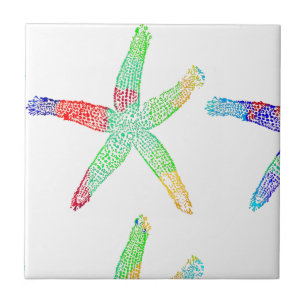 Starfish Coastal Beach Multicolor Patterns  Modern Tile