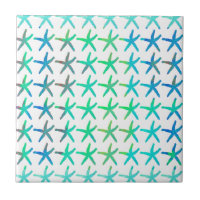 Starfish Coastal Beach Multicolor Teal White Cute